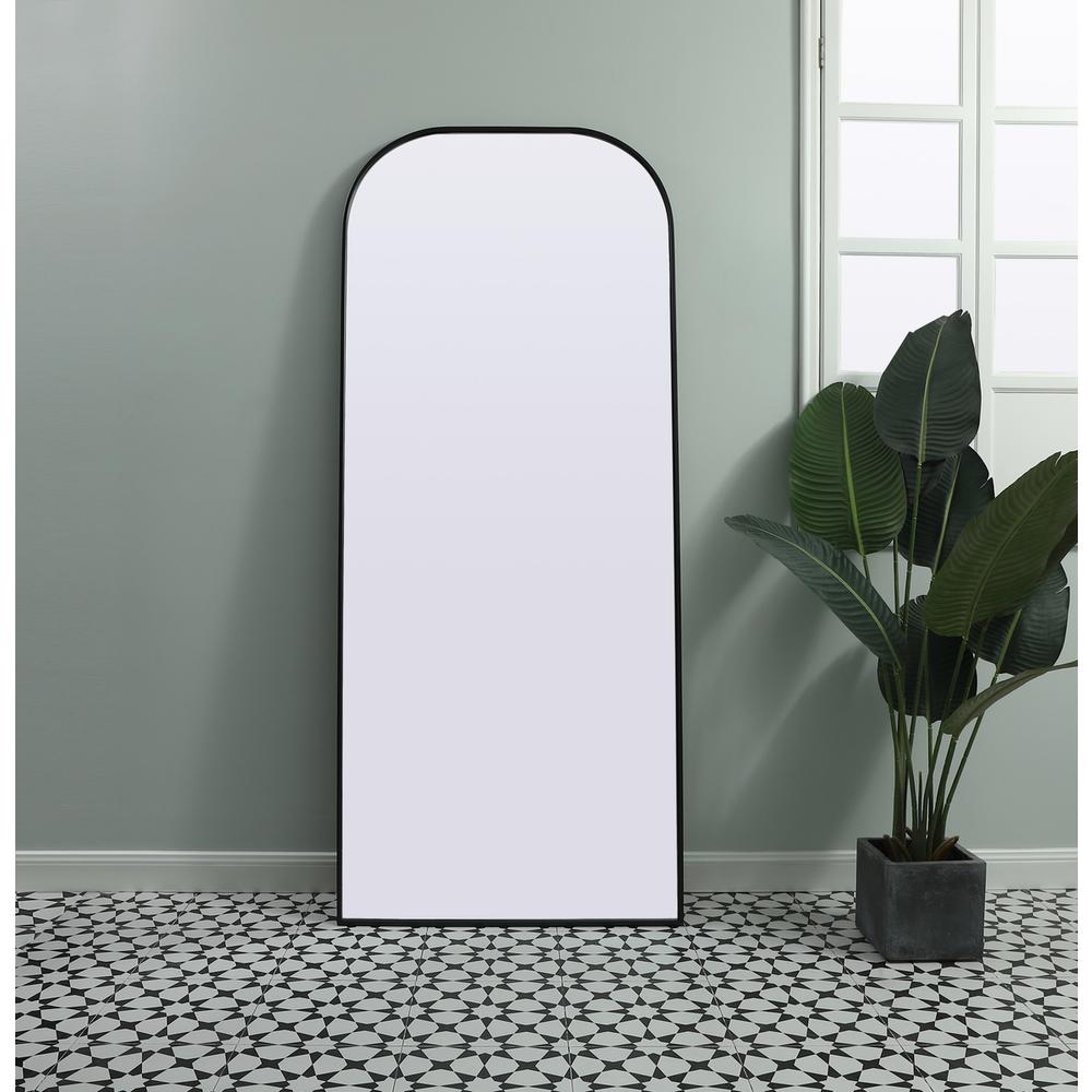 Metal Frame Arch Full Length Mirror 32x76 Inch in Black. Picture 8