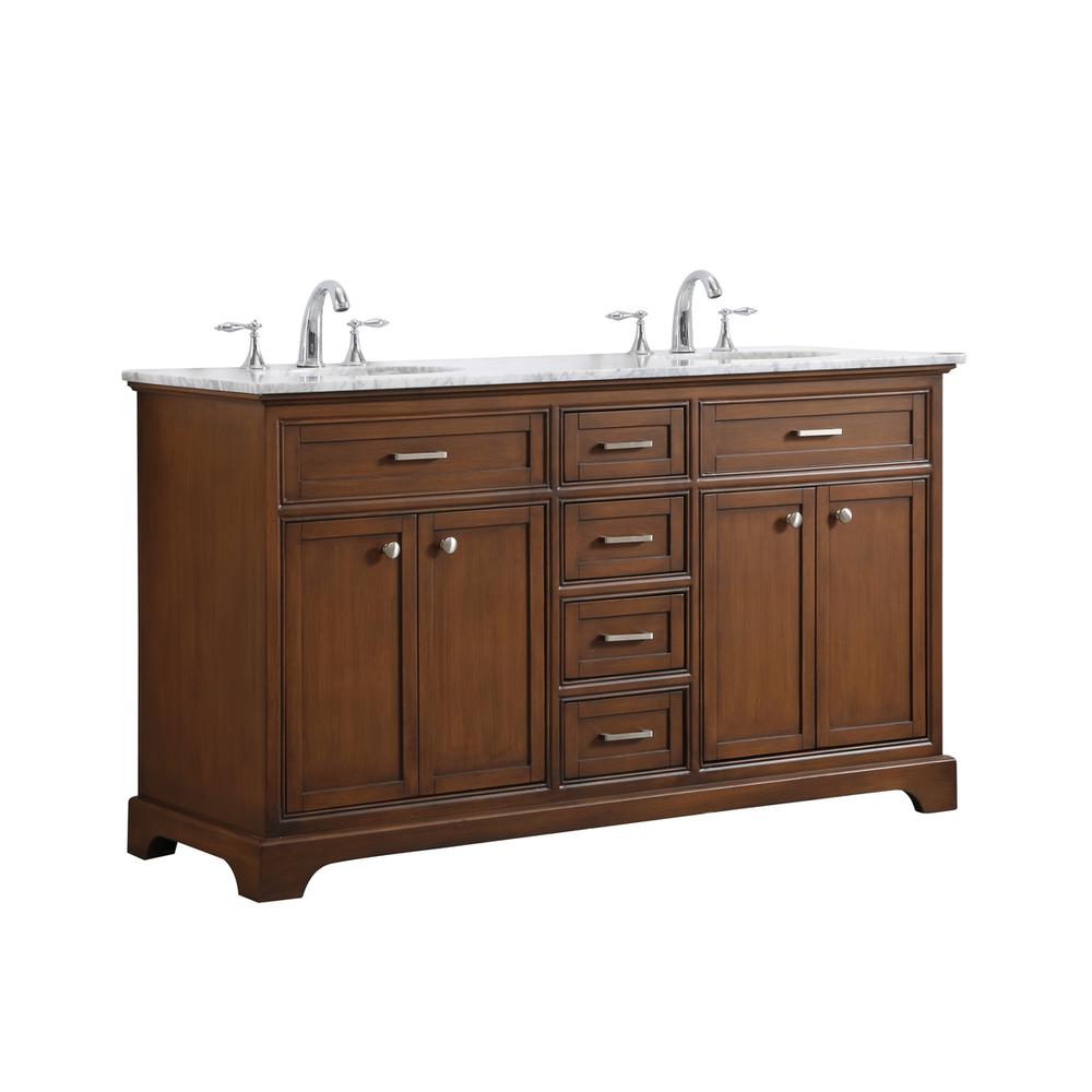 60 In. Double Bathroom Vanity Set In Teak. Picture 4