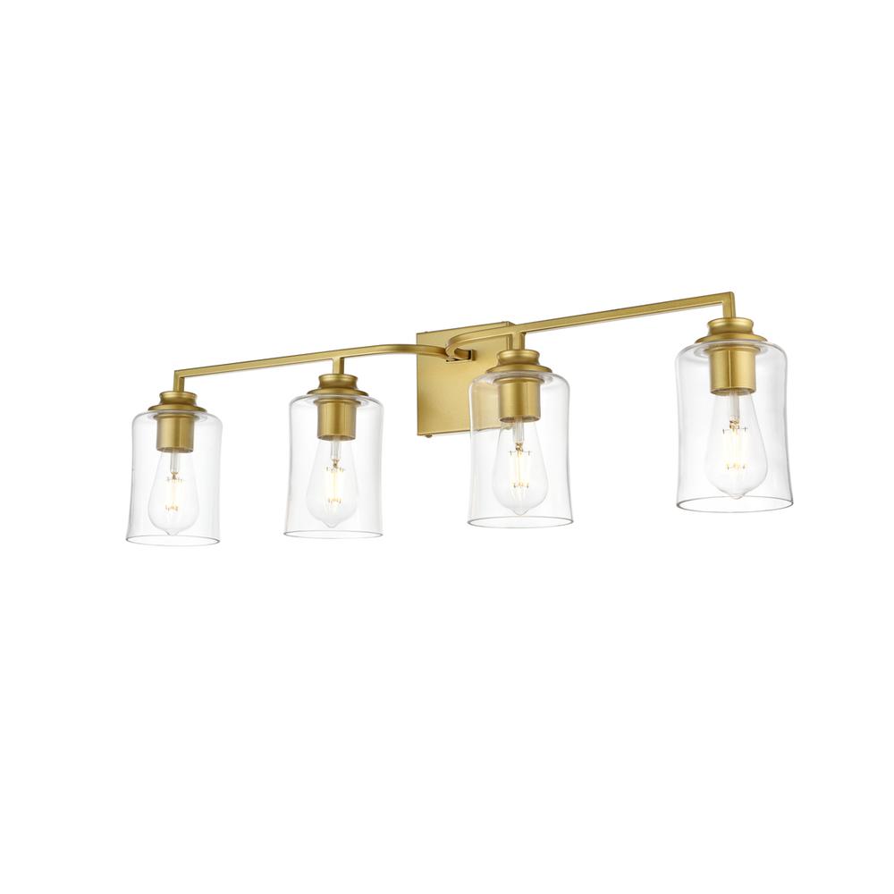 Ronnie 4 light Brass and Clear Bath Sconce. Picture 2