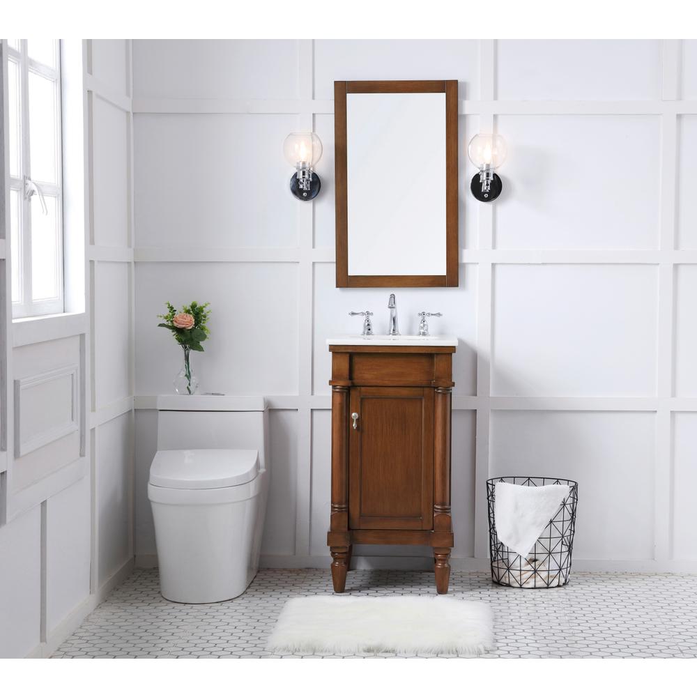 18 inch Single Bathroom vanity in walnut  with ivory white engineered marble. Picture 6