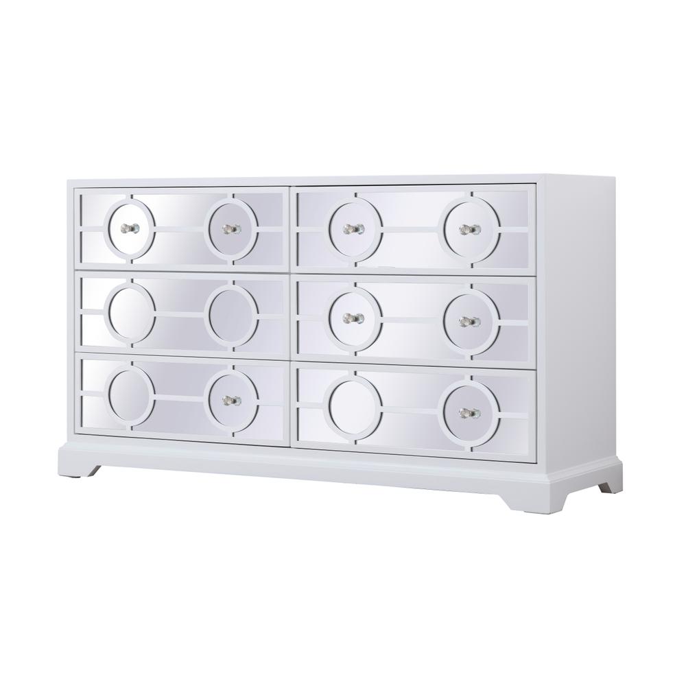 60 in. mirrored six drawer cabinet in white. Picture 4