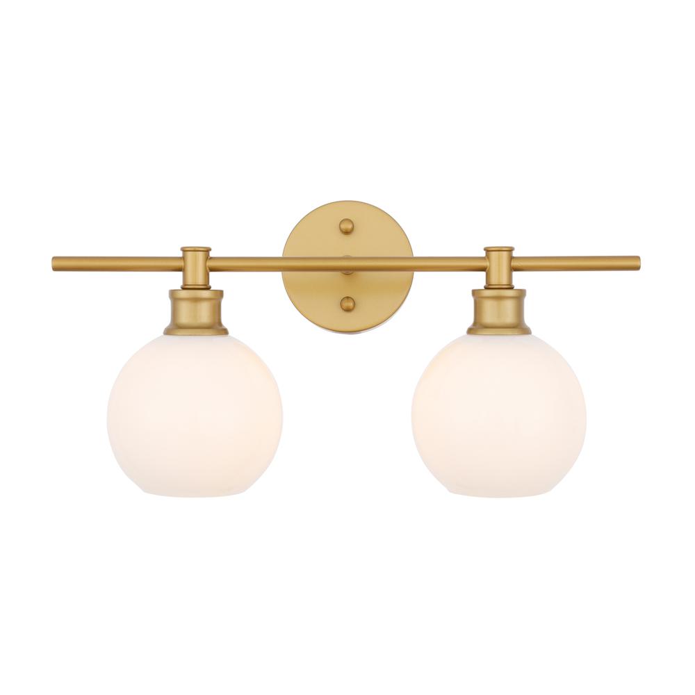 Collier 2 light Brass and Frosted white glass Wall sconce. Picture 9