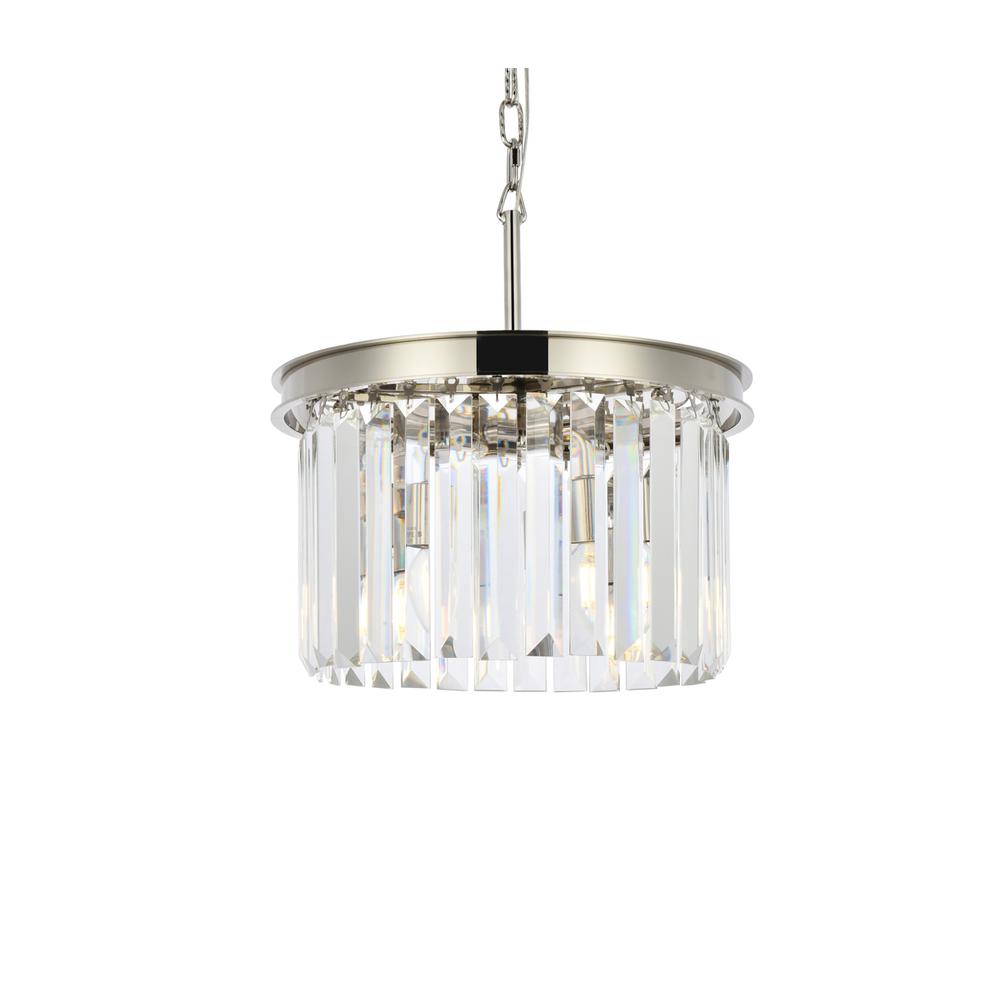 Sydney 3 light polished nickel Pendant Clear Royal Cut Crystal. Picture 2