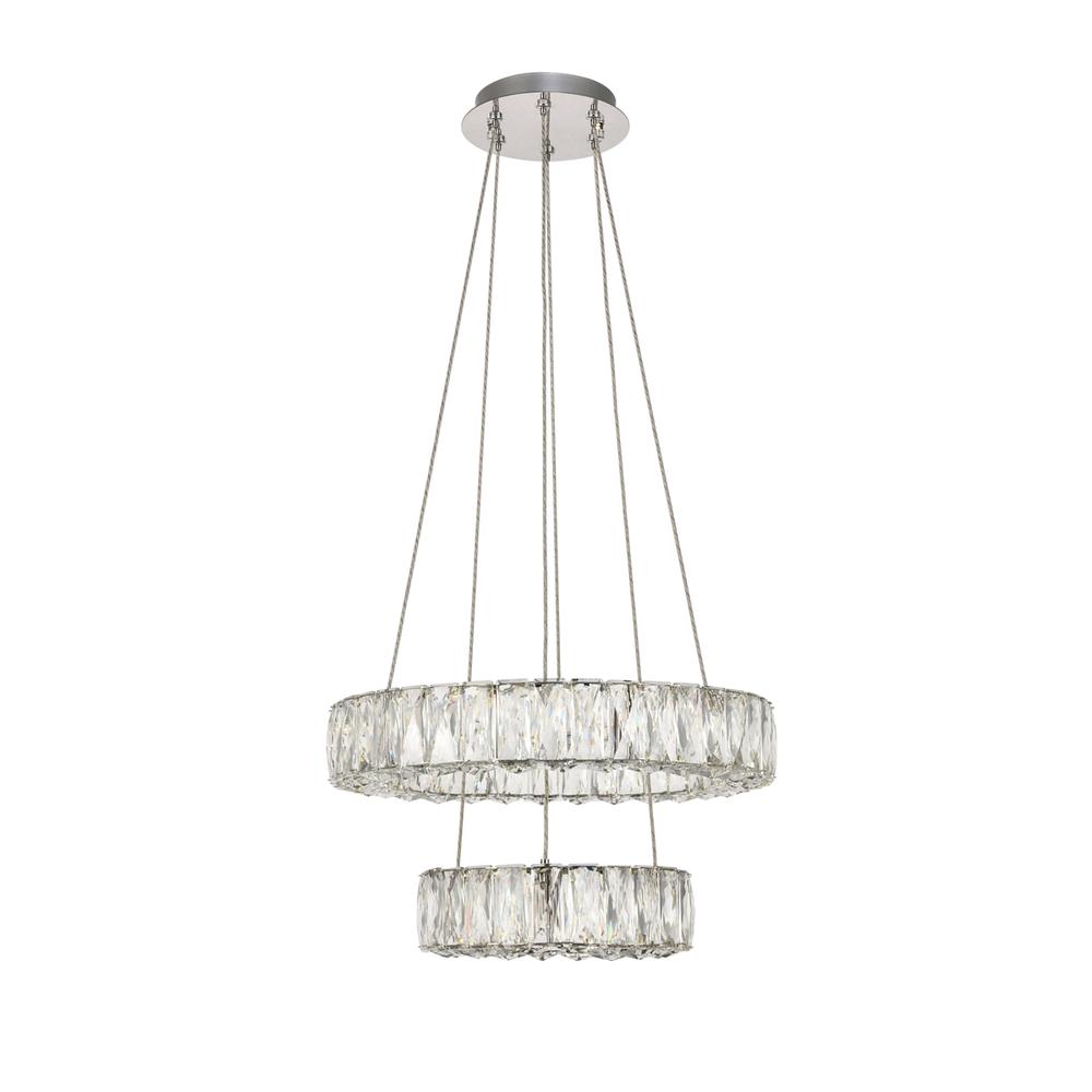 Monroe Integrated LED chip light Chrome Pendant Clear Royal Cut Crystal. Picture 1