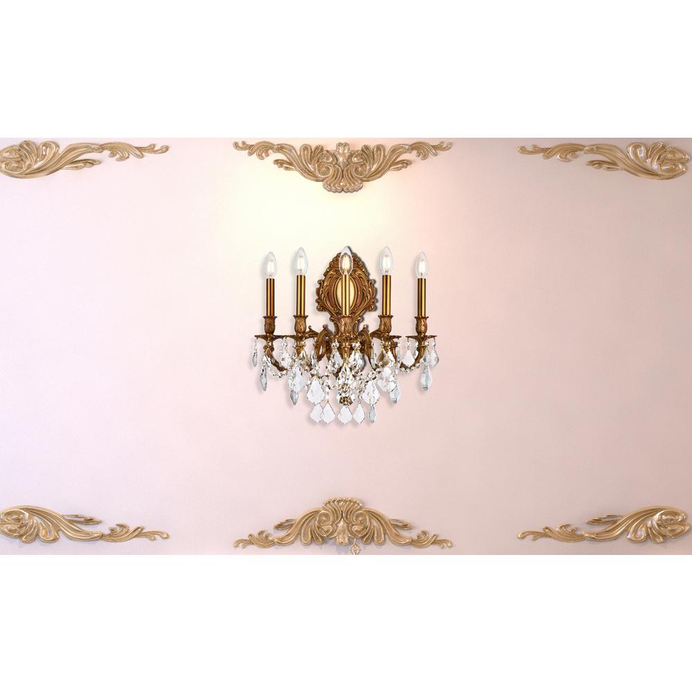 Monarch 5 light French Gold Wall Sconce Clear Royal Cut Crystal. Picture 7