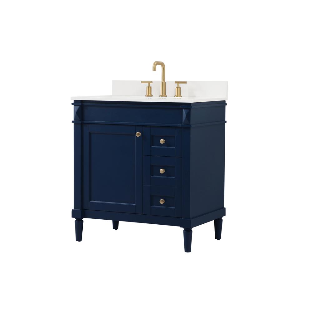32 inch Single bathroom vanity in blue with backsplash. Picture 7