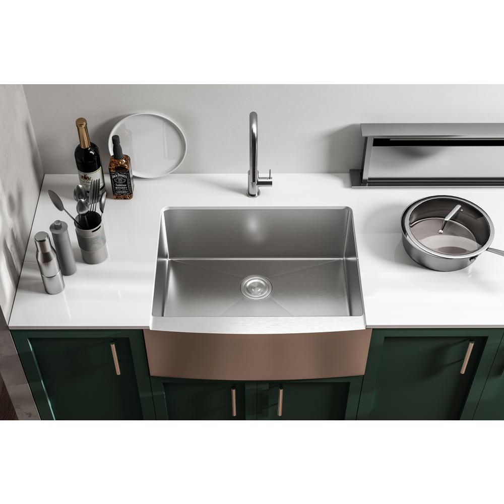 Stainless Steel farmhouse kitchen sink L27'' x W22'' x H10". Picture 10