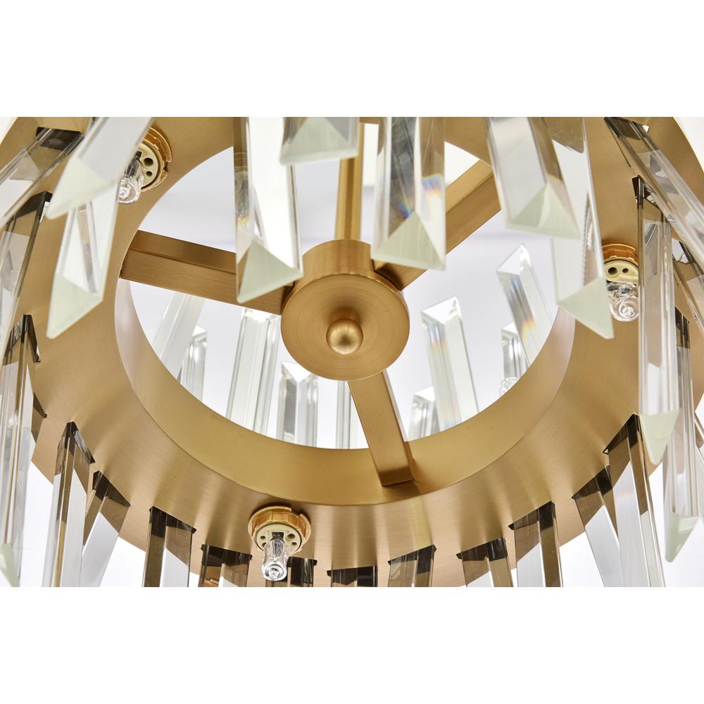 Serephina 12 inch crystal round pendant light in satin gold. Picture 4