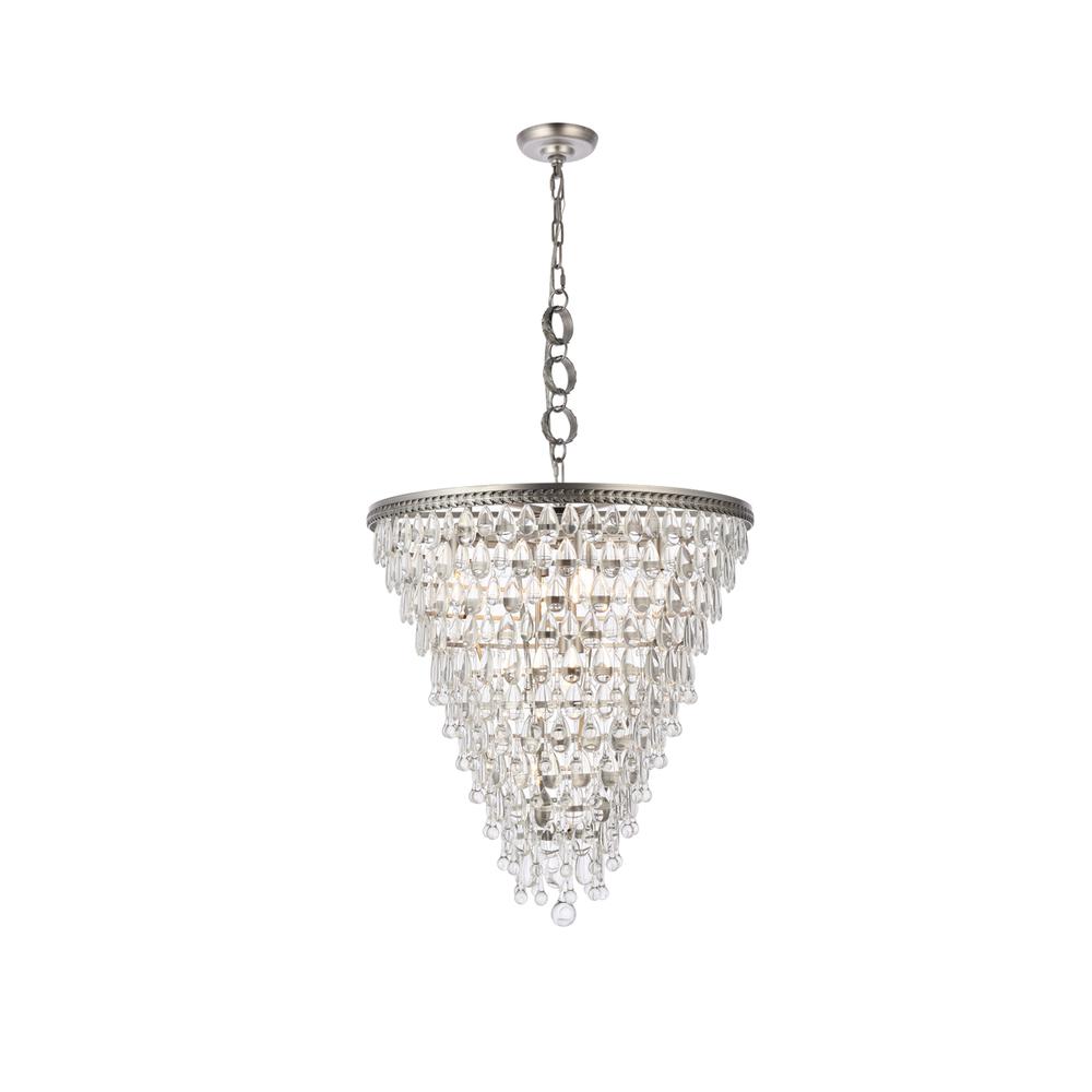 Nordic 7 light antique silver Chandelier Clear Royal Cut Crystal. Picture 1