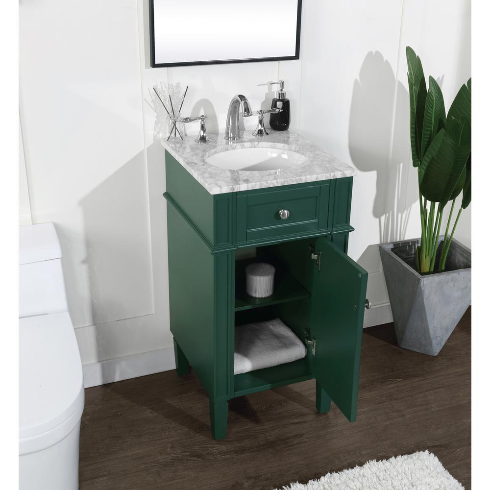 18 inch Single bathroom vanity in green. Picture 3
