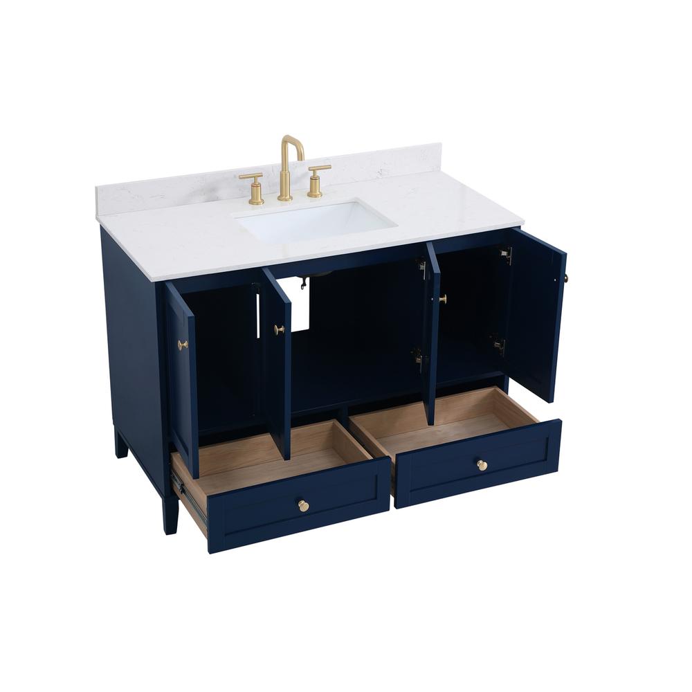 48 inch Single Bathroom Vanity in Blue with Backsplash. Picture 9