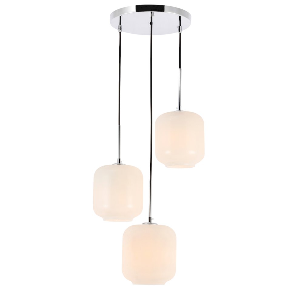 Collier 3 Light Chrome And Frosted White Glass Pendant. Picture 1