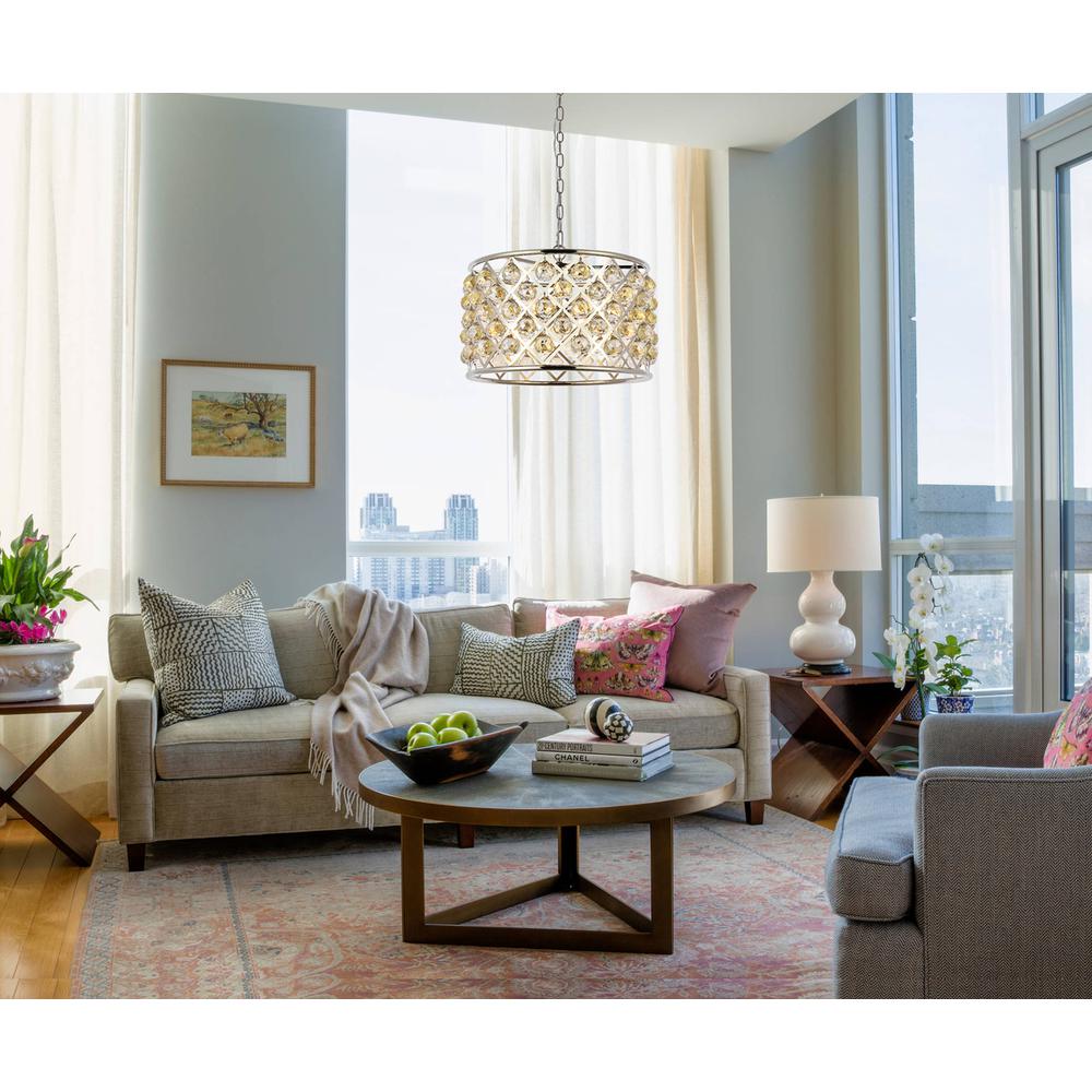 Madison 6 light polished nickel Pendant Golden Teak (Smoky) Royal Cut Crystal. Picture 8