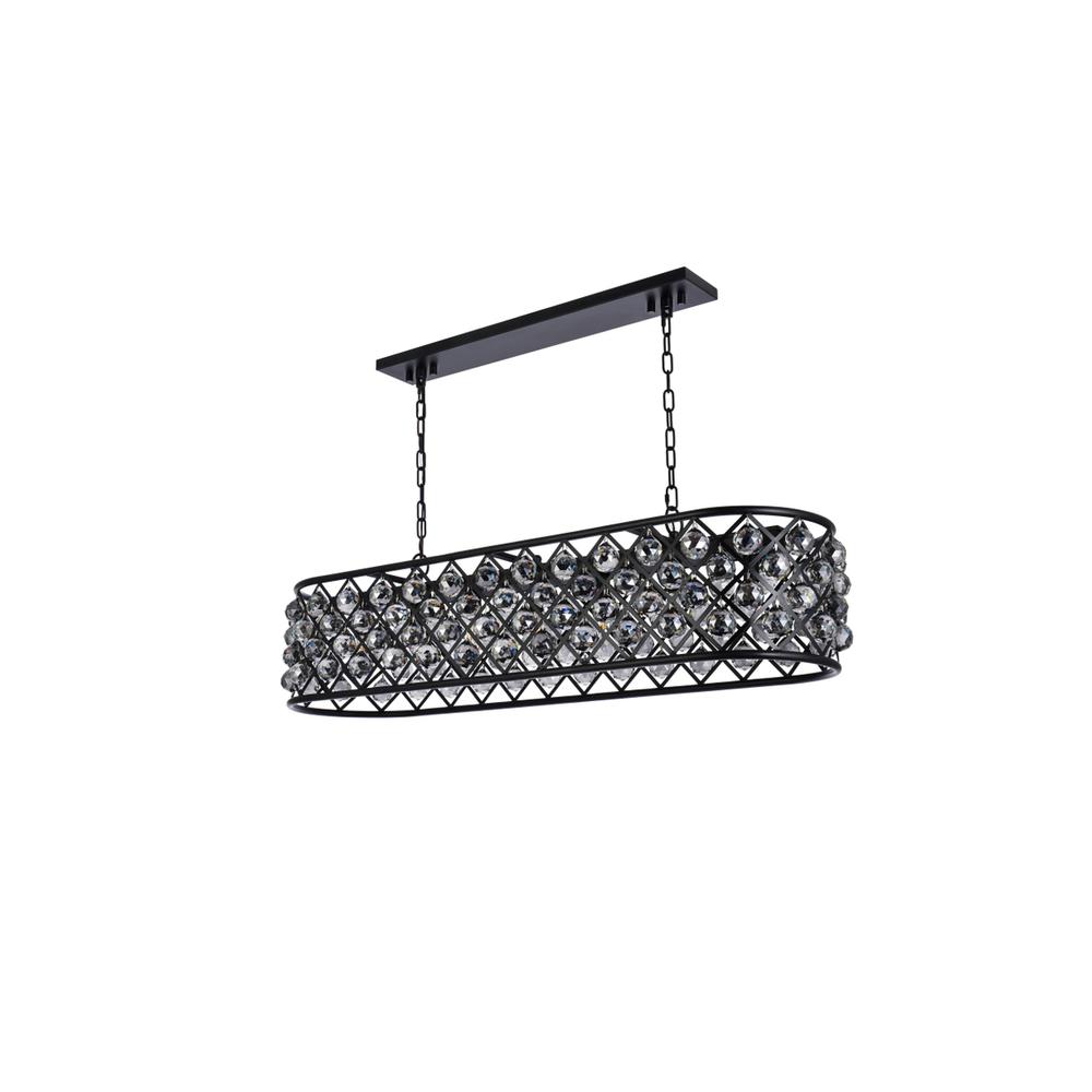 Madison 7 light Matte Black Chandelier Silver Shade (Grey) Royal Cut Crystal. Picture 6