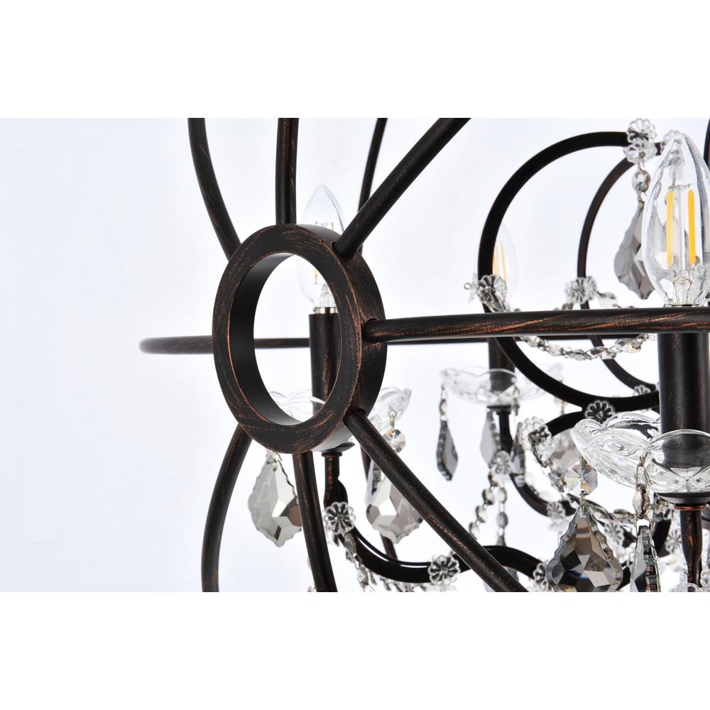 Geneva 6 light Dark Bronze Chandelier Silver Shade (Grey) Royal Cut crystal. Picture 5