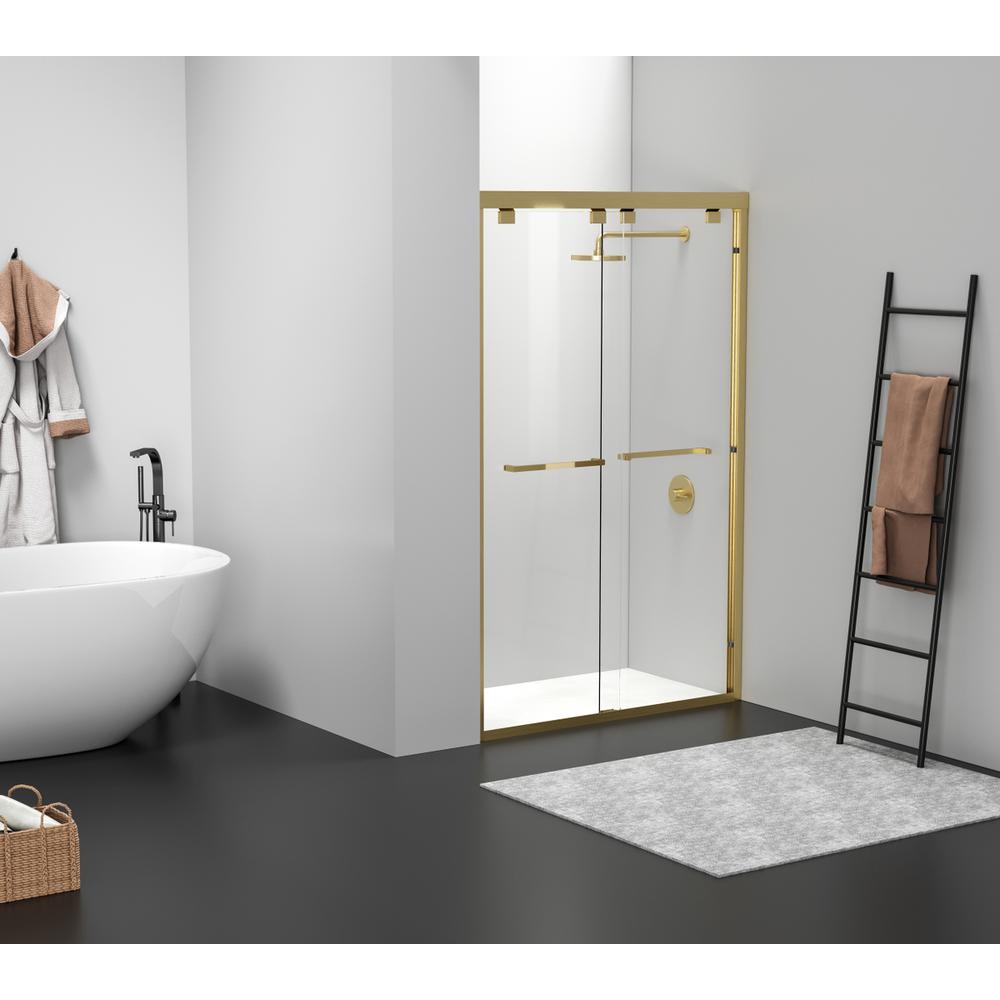 Semi-frameless shower door 48 x 76 Brushed Gold. Picture 11