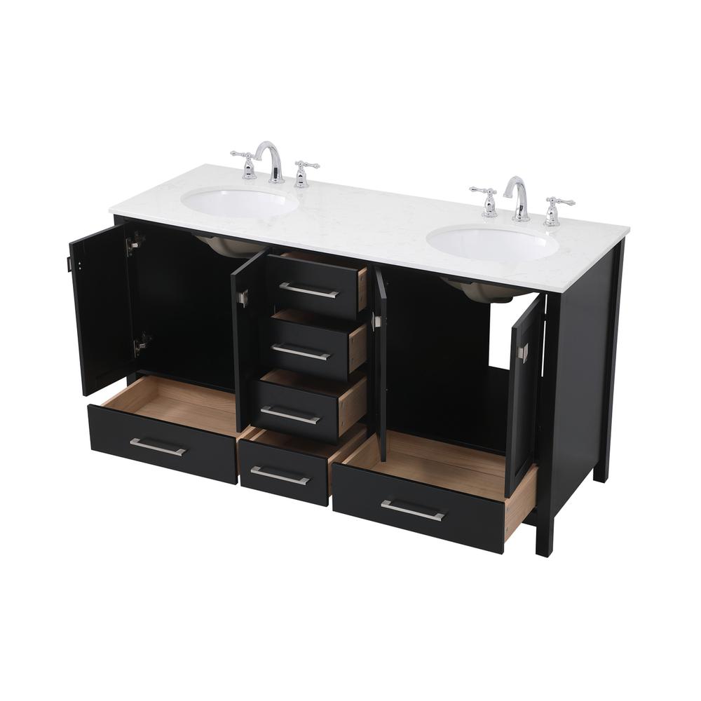 60 inch Double Bathroom Vanity in Black. Picture 8
