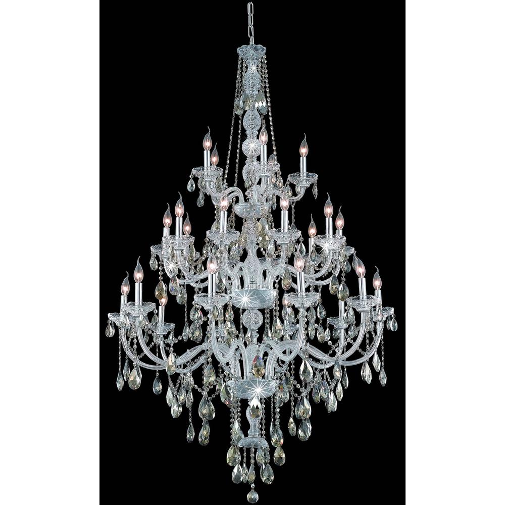 Verona 25 light Chrome Chandelier Golden Teak (Smoky) Royal Cut Crystal. Picture 1
