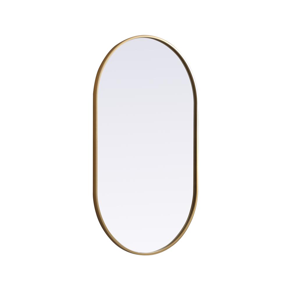 Metal Frame Oval Mirror 24x40 Inch in Brass. Picture 7