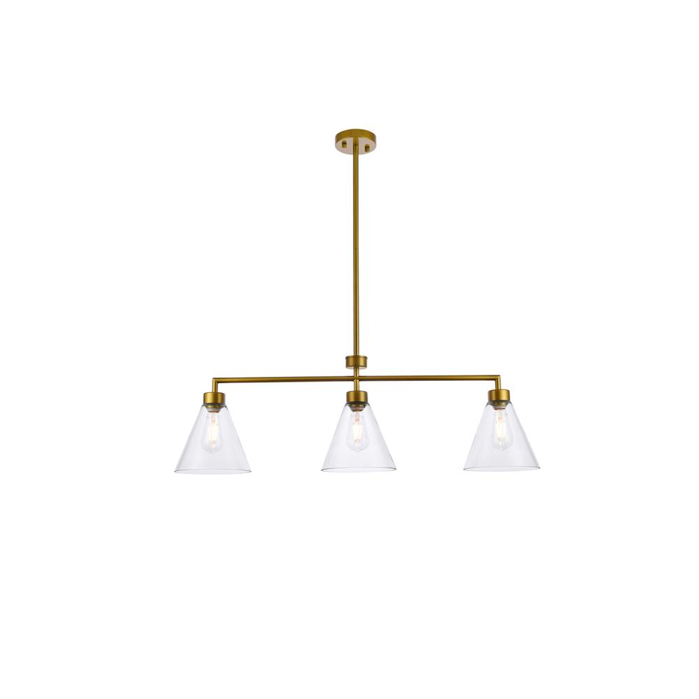 Mera 3 lights brass pendant. Picture 1