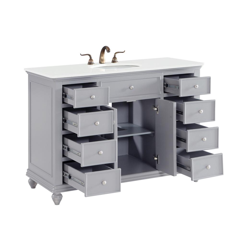 48 inch Single Bathroom vanity in Light Grey with ivory white engineered marble. Picture 7