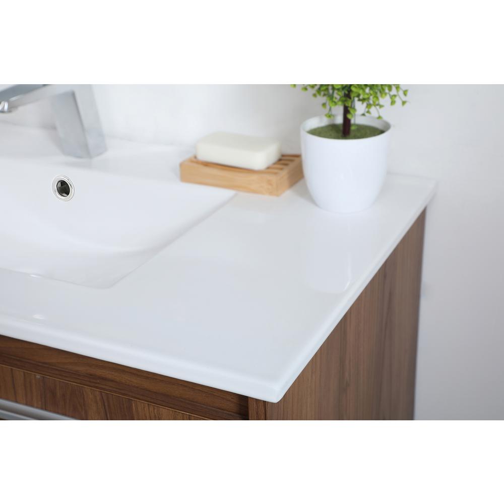 36 inch  Single Bathroom Floating Vanity in Walnut Brown. Picture 4