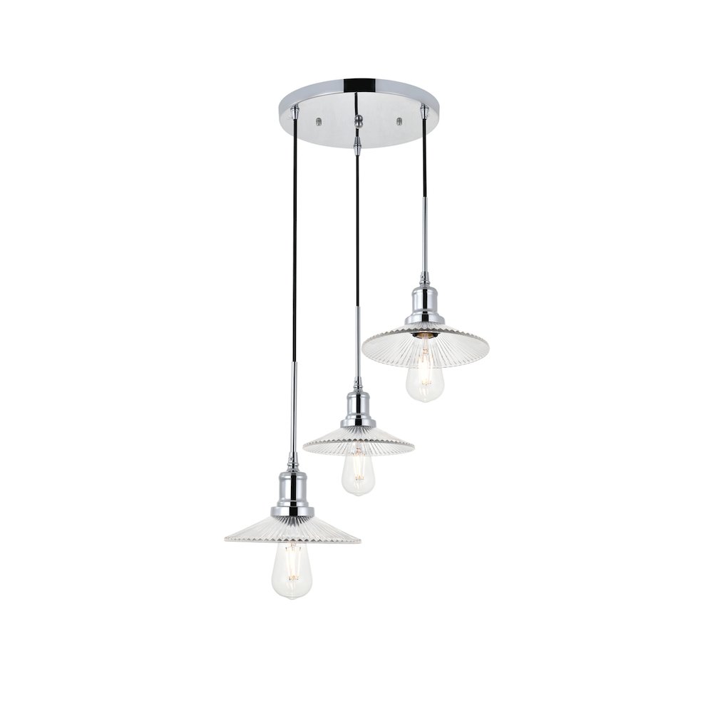 Waltz 3 Light Chrome Pendant. Picture 7