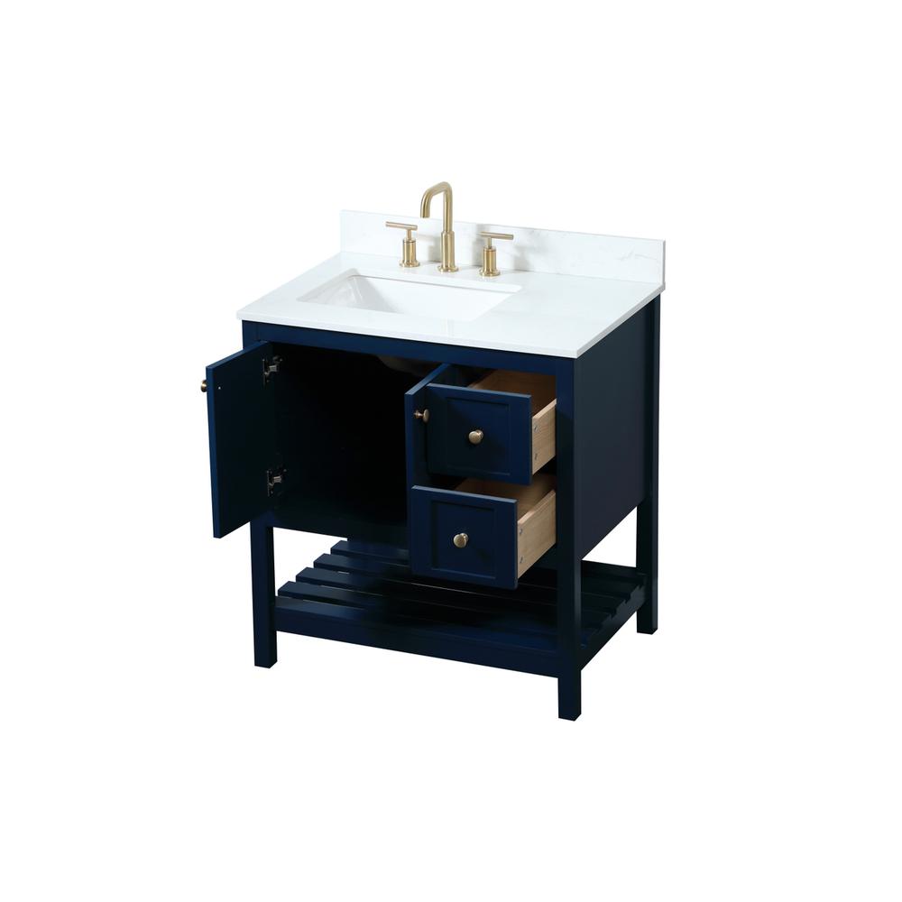 32 inch Single bathroom vanity in blue with backsplash. Picture 9