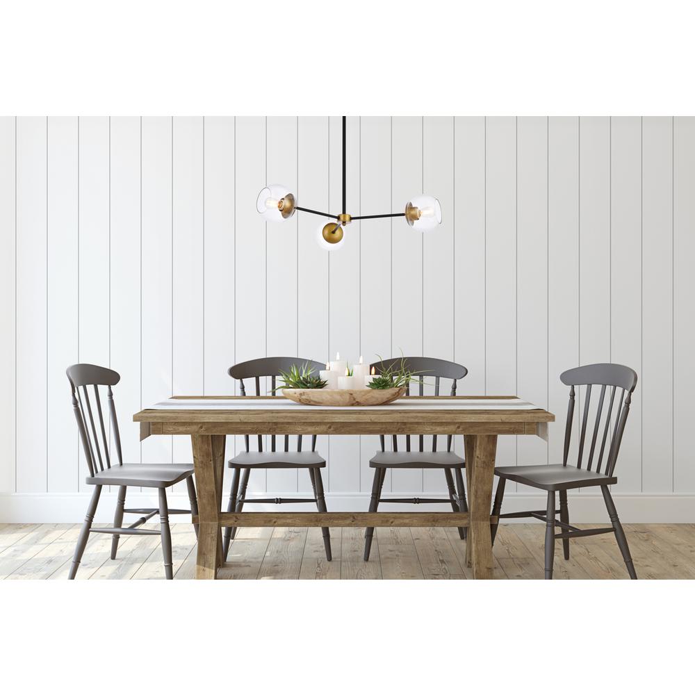 Briggs 32 inch pendant in black and brass with clear shade. Picture 7