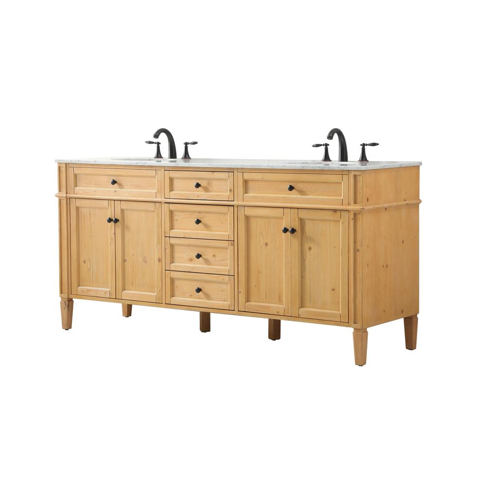 72 inch double bathroom vanity in natural wood. Picture 7