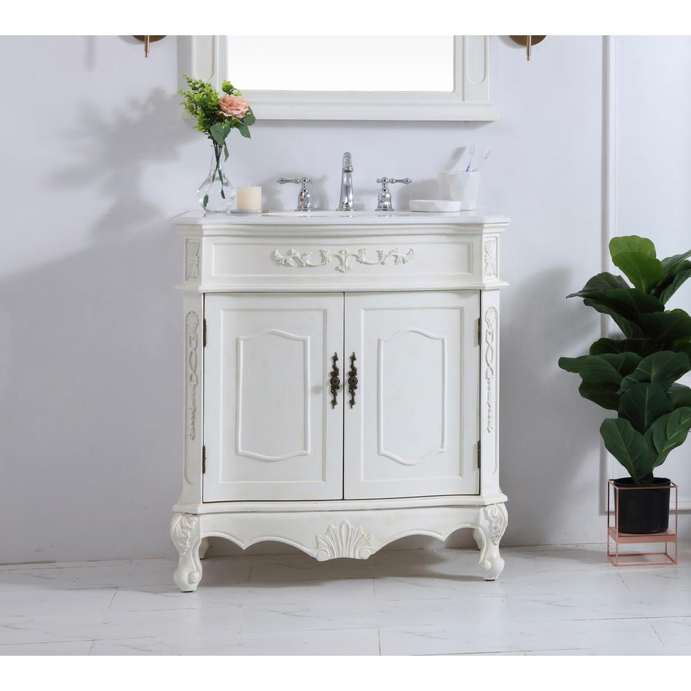 32 inch Single Bathroom vanity in antique white. Picture 14