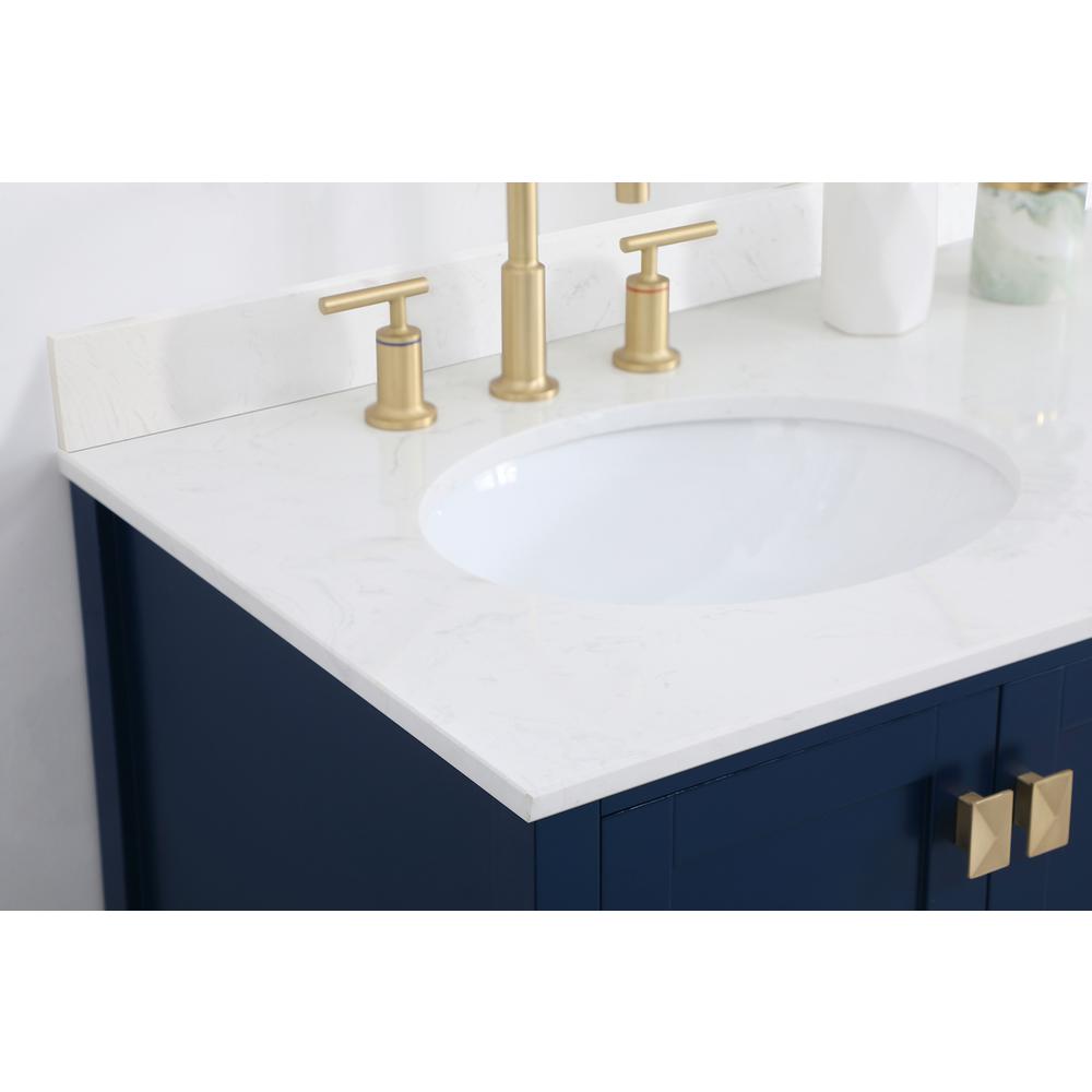 36 inch Single Bathroom Vanity in Blue with Backsplash. Picture 5