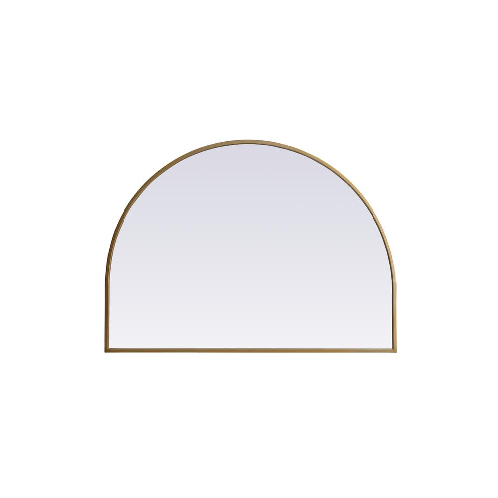 Metal Frame Arch Mirror 33x24 Inch in Brass. Picture 1