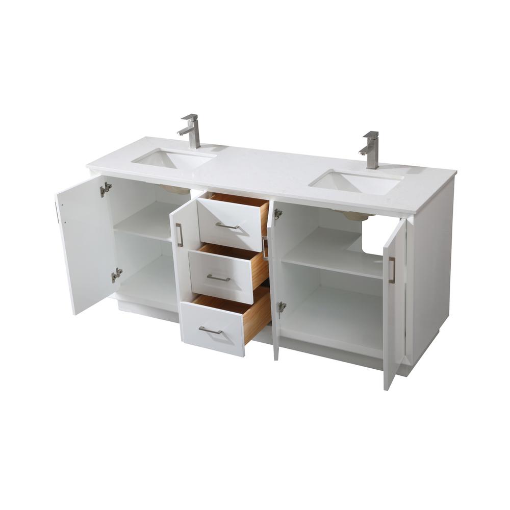 72 Inch Double Bathroom Vanity In White. Picture 9