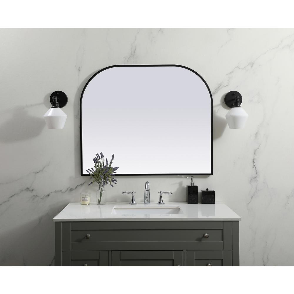 Metal Frame Arch Mirror 36x30 Inch in Black. Picture 9