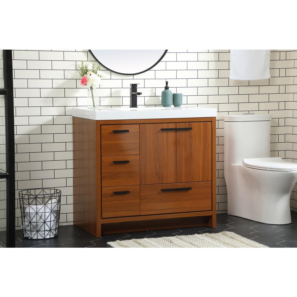 36 inch Single bathroom vanity in Teak. Picture 2