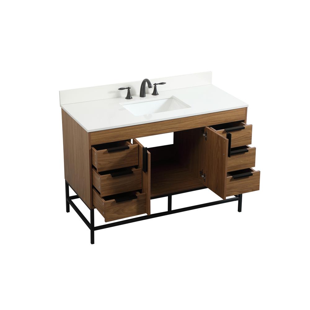 48 inch Single bathroom vanity in walnut brown with backsplash. Picture 9
