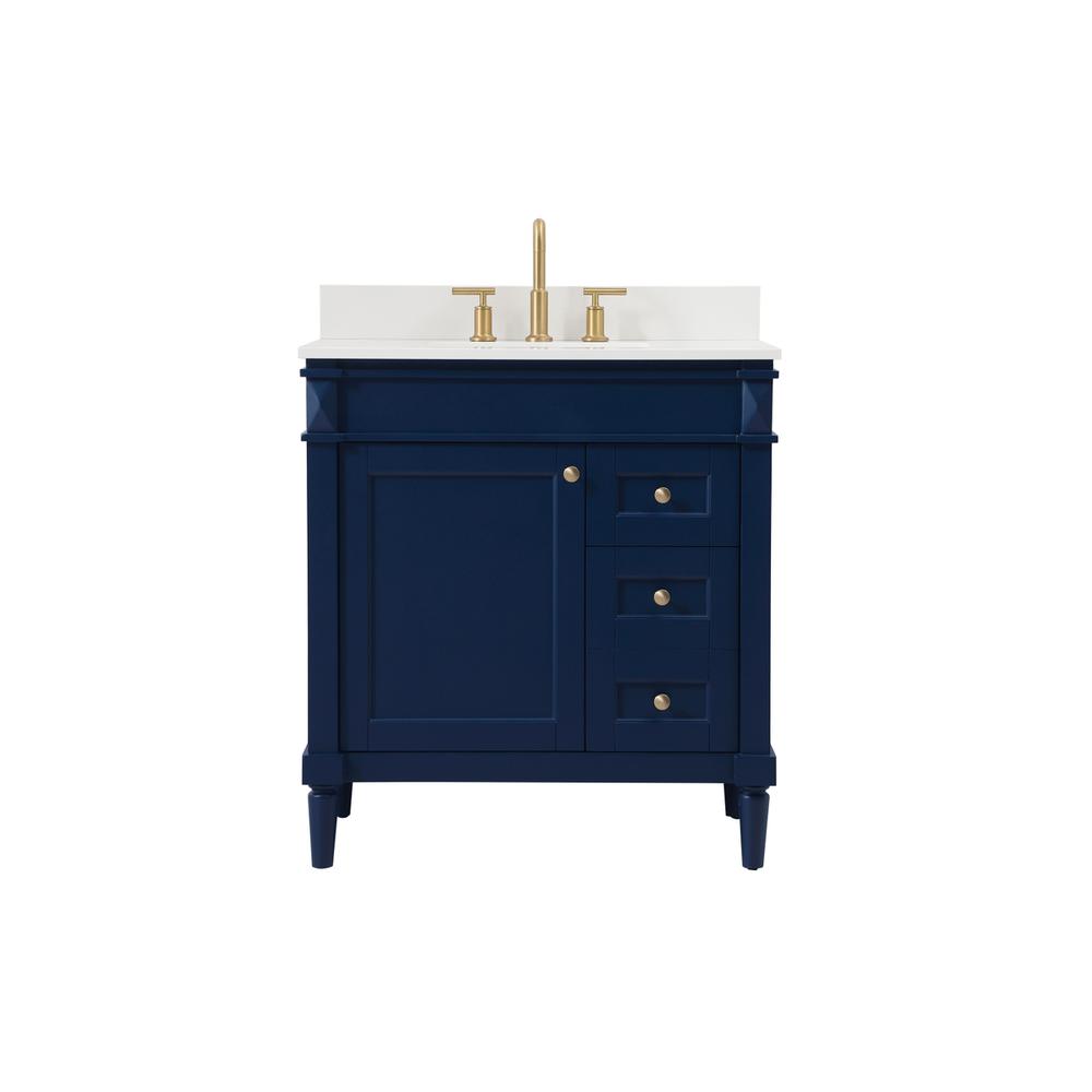 32 inch Single bathroom vanity in blue with backsplash. Picture 1