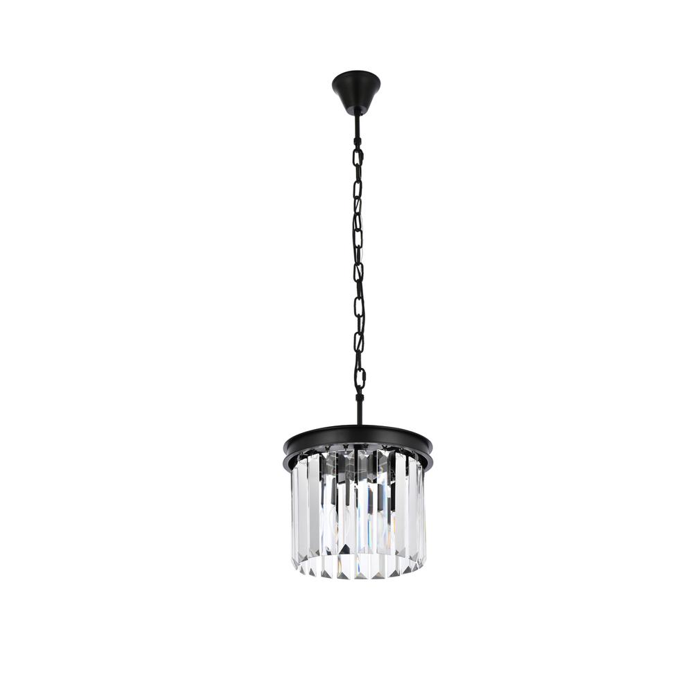 Sydney 3 light Matte Black Pendant Clear Royal Cut Crystal. Picture 6