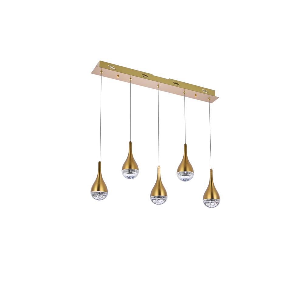 Amherst 34 inch LED pendant in satin gold. Picture 6