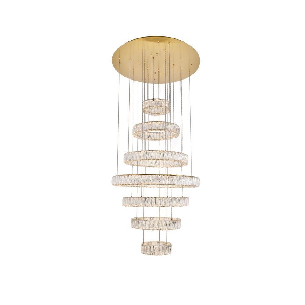 Monroe Integrated LED light Gold Chandelier Clear Royal Cut Crystal. Picture 1
