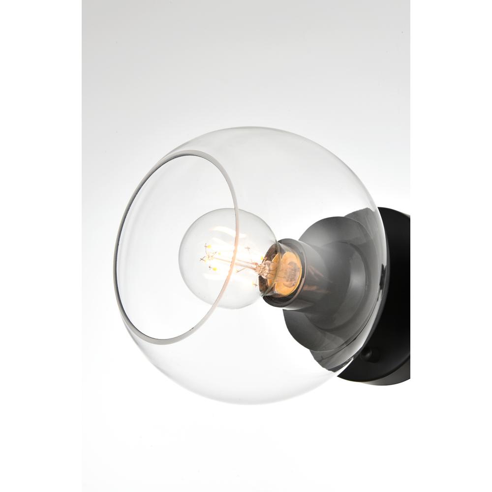 Rogelio 1 light Black and Clear Bath Sconce. Picture 3