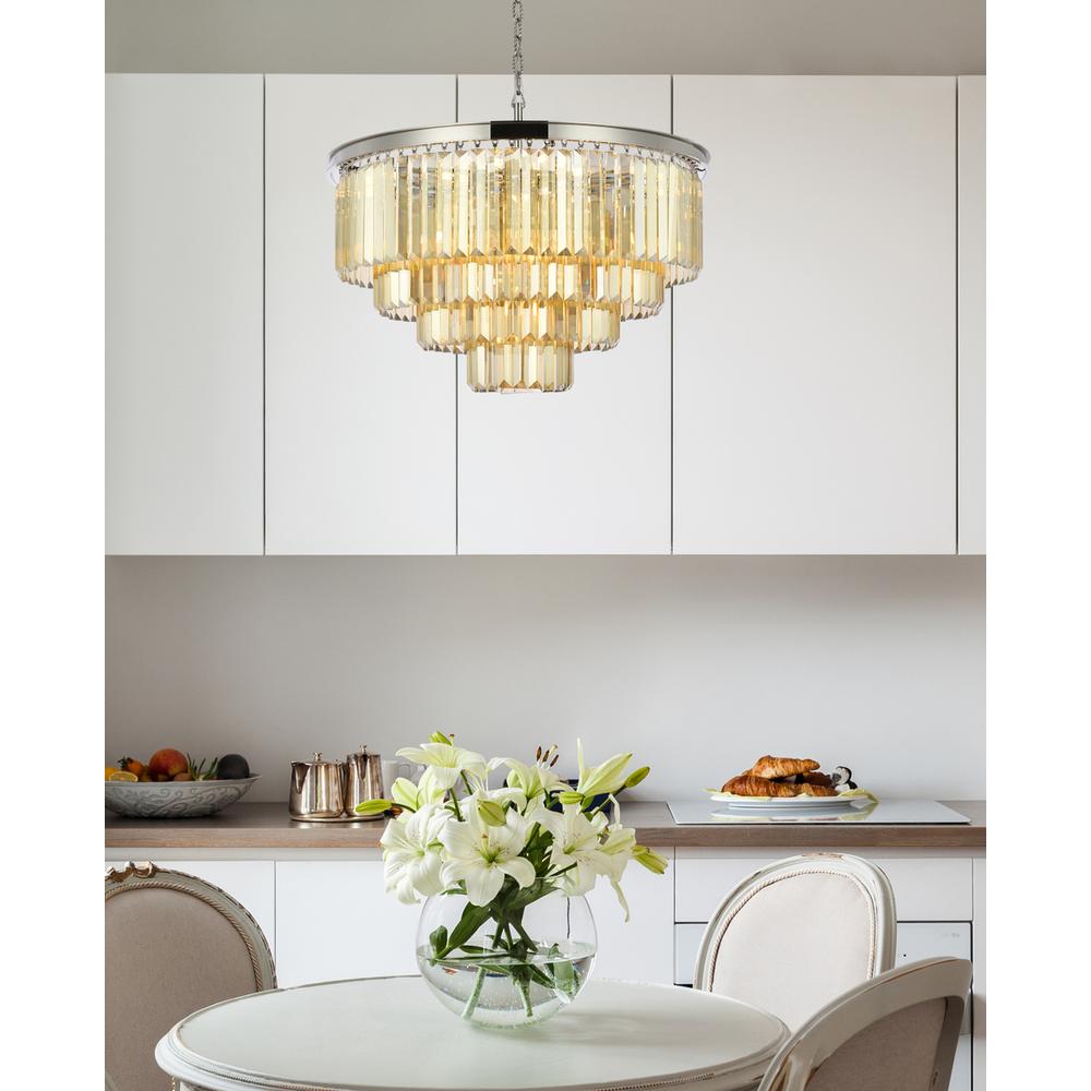 Sydney 17 light polished nickel Chandelier Golden Teak (Smoky) Royal Cut Crystal. Picture 8