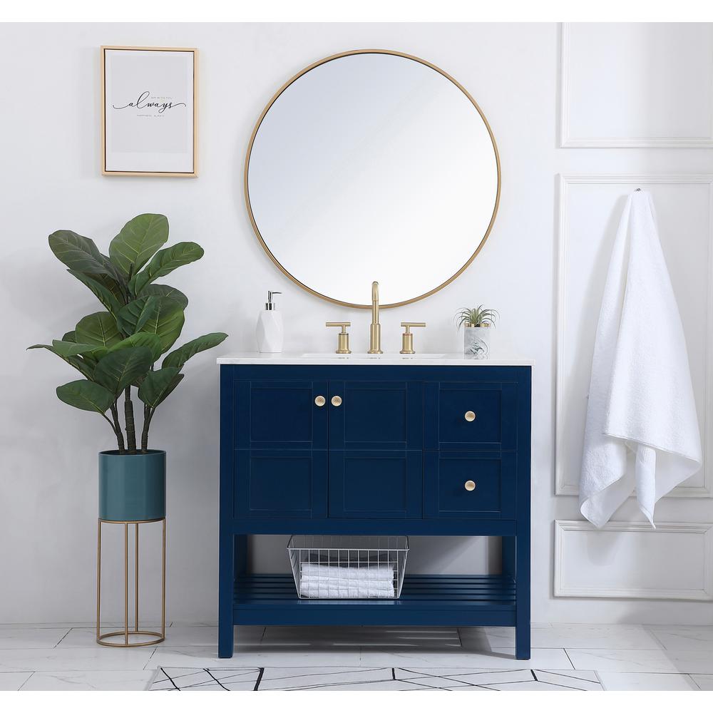 36 inch Single Bathroom Vanity in Blue. Picture 4