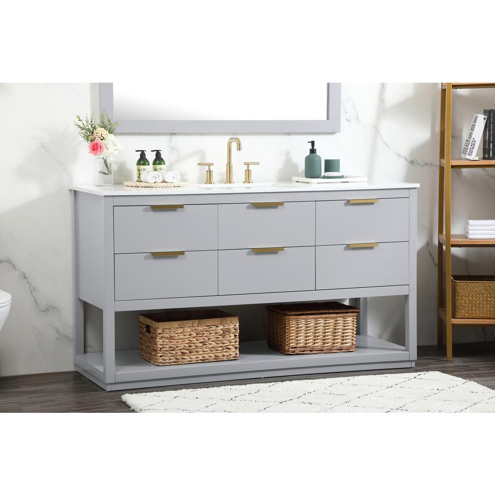 60 inch Single bathroom vanity in grey. Picture 2