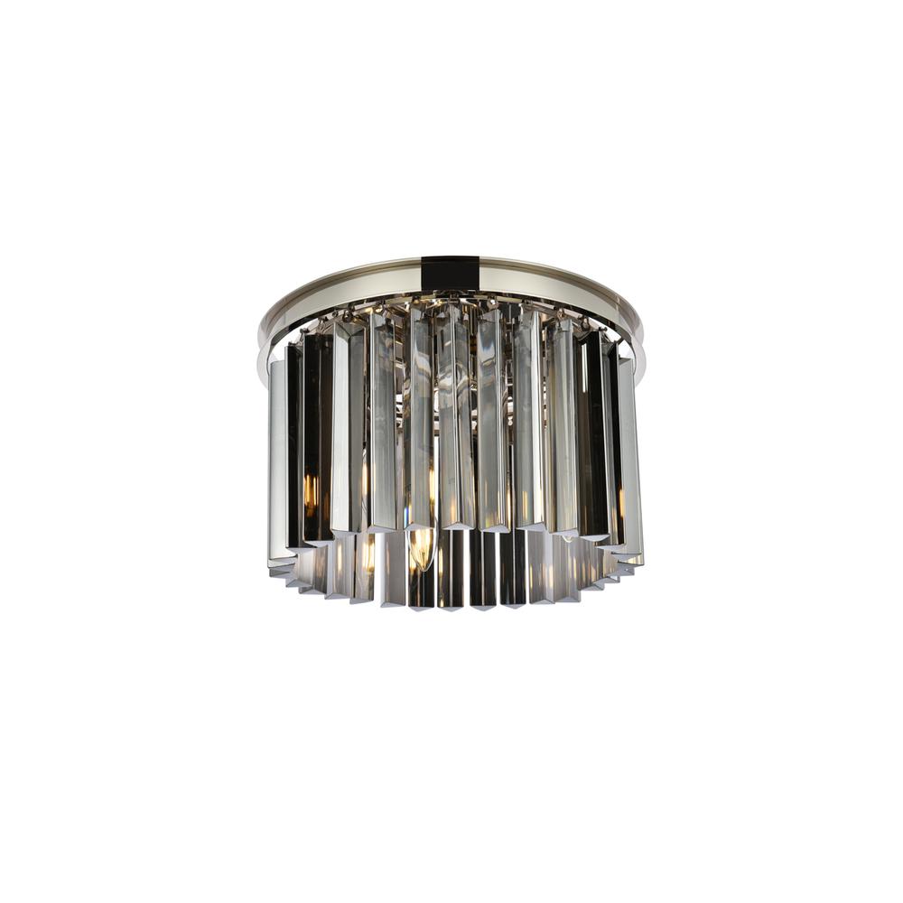 Sydney 3 light polished nickel Flush Mount Silver Shade (Grey) Royal Cut Crystal. Picture 2