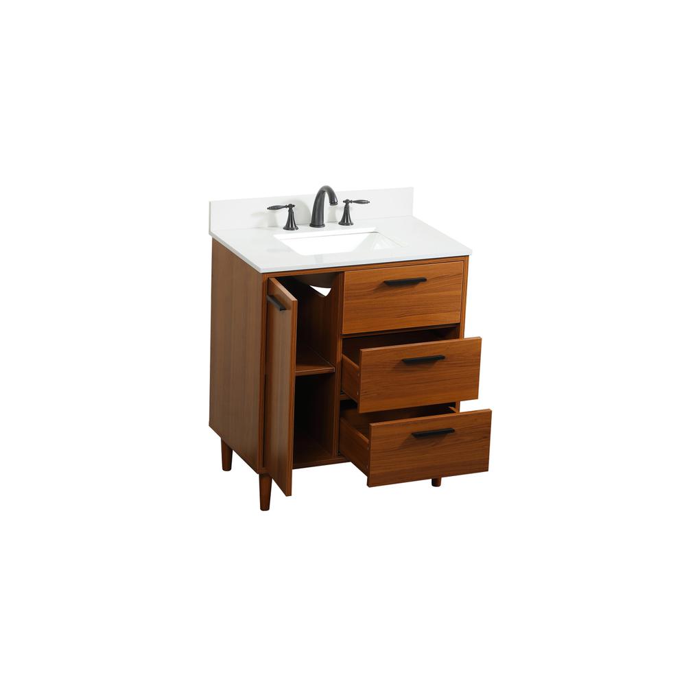 30 inch bathroom vanity in Teak with backsplash. Picture 9