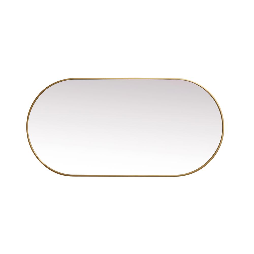 Metal Frame Oval Mirror 30x60 Inch in Brass. Picture 8