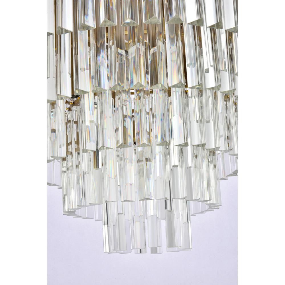 Sydney 32 inch round crystal flush mount in satin gold. Picture 3