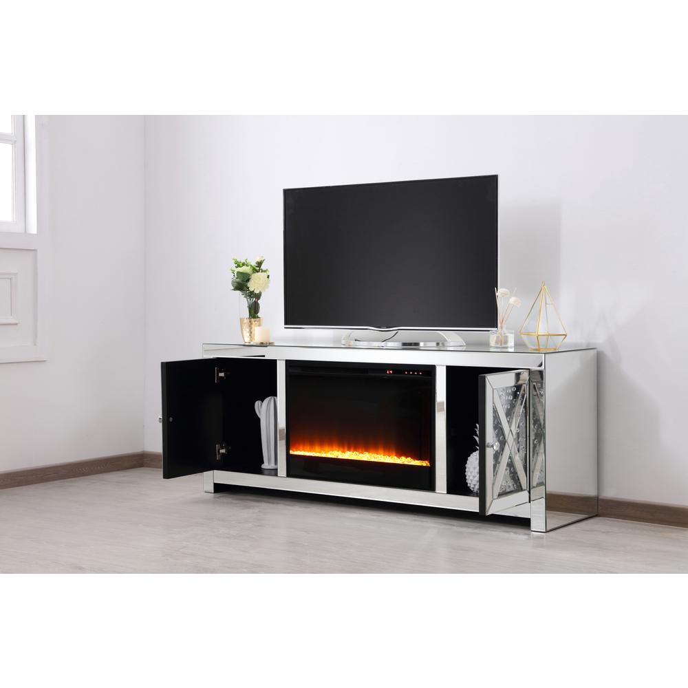 59 in.crystal mirrored TV stand with crystal insert fireplace. Picture 4